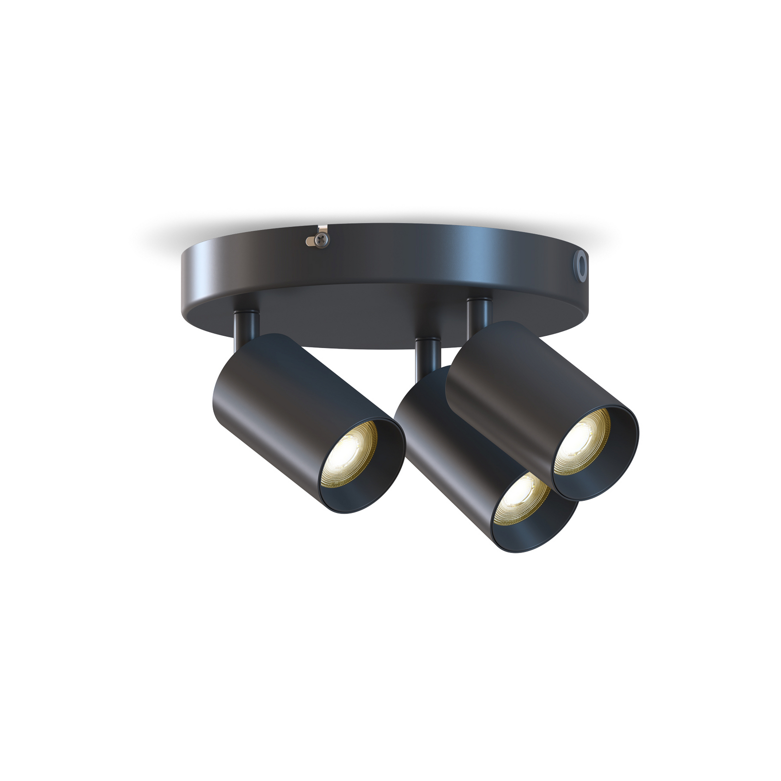 Calex GU10-Deckenspot, schwarz, Ø 20 cm, 3-flammig, Metall