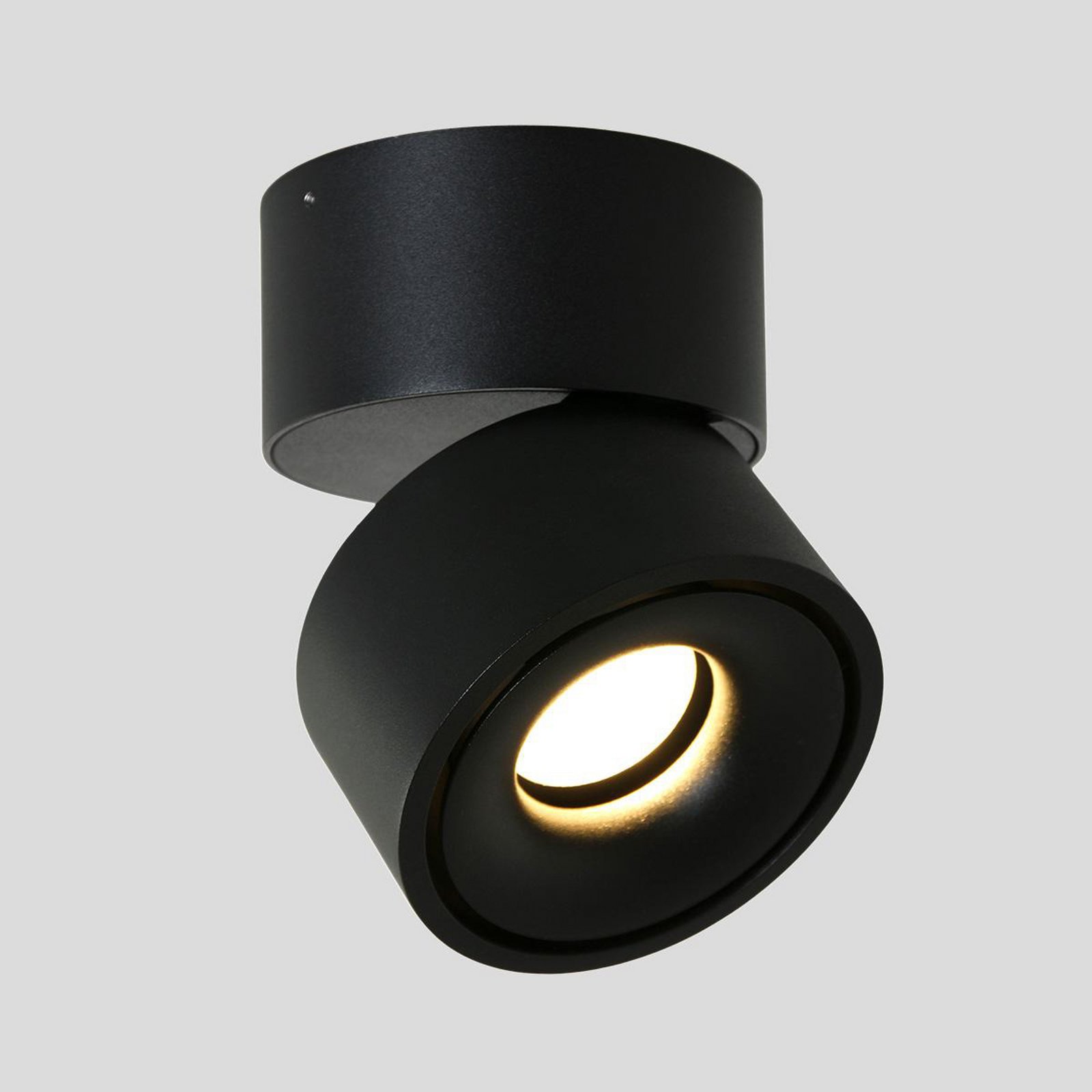 LED ceiling spotlight Fez, black, 1-bulb, metal, swivelling