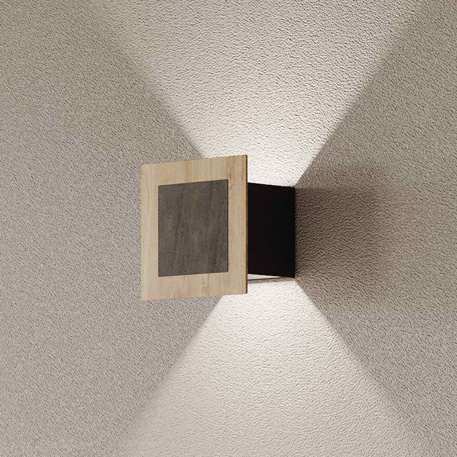 Elobra Aplică LED Chile S stejar/granit înălțime 15 cm dimabil - Camera de zi / sufragerie - Modern - stejar natural gri negru - Lemn