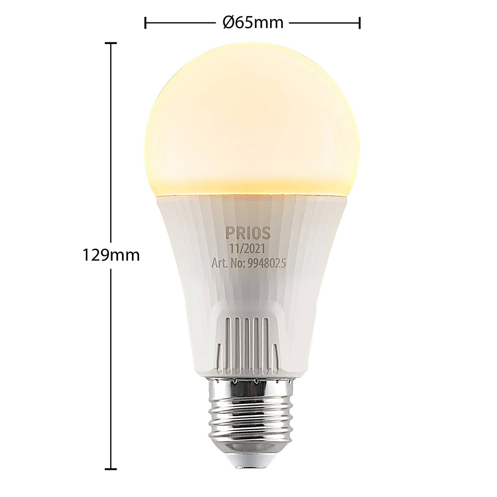 PRIOS Ampoule LED E27 A60 15 W blanche 2 700 K
