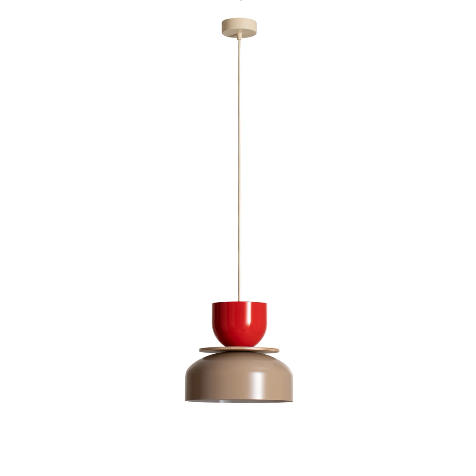 Lámpara colgante Uto, beige/rojo, Ø 30 cm, metal
