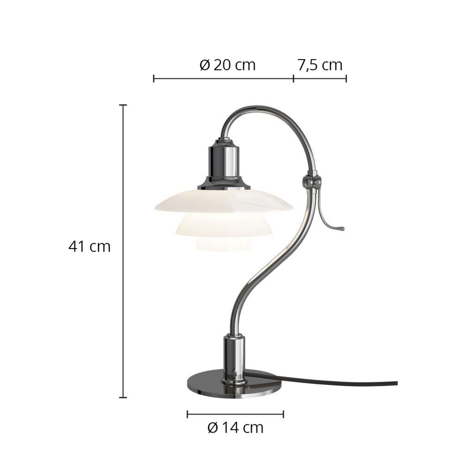 PH 2/2 Table Lamp Question Mark Chrome - Louis Poulsen