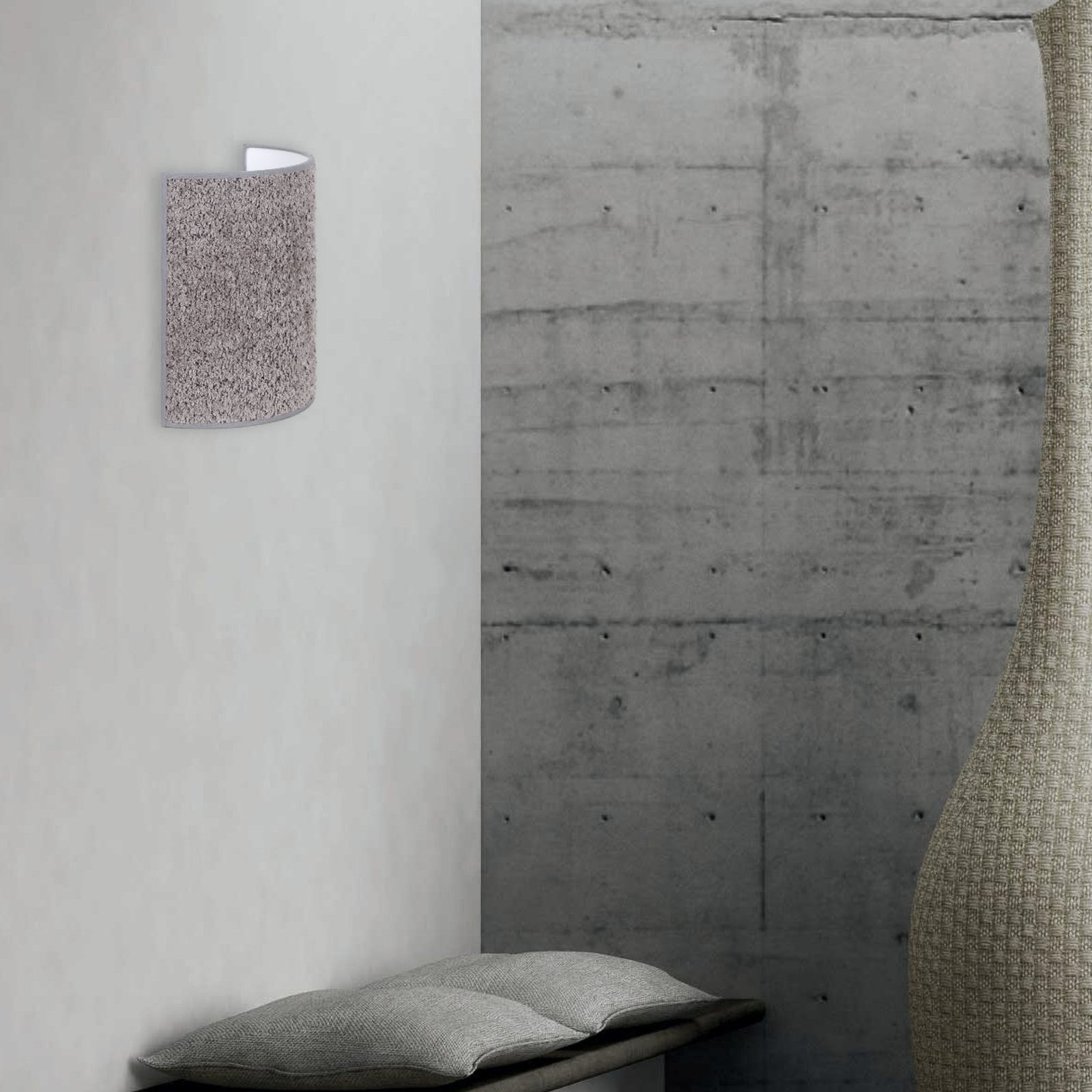 Bouclé wall light made of fabric, grey