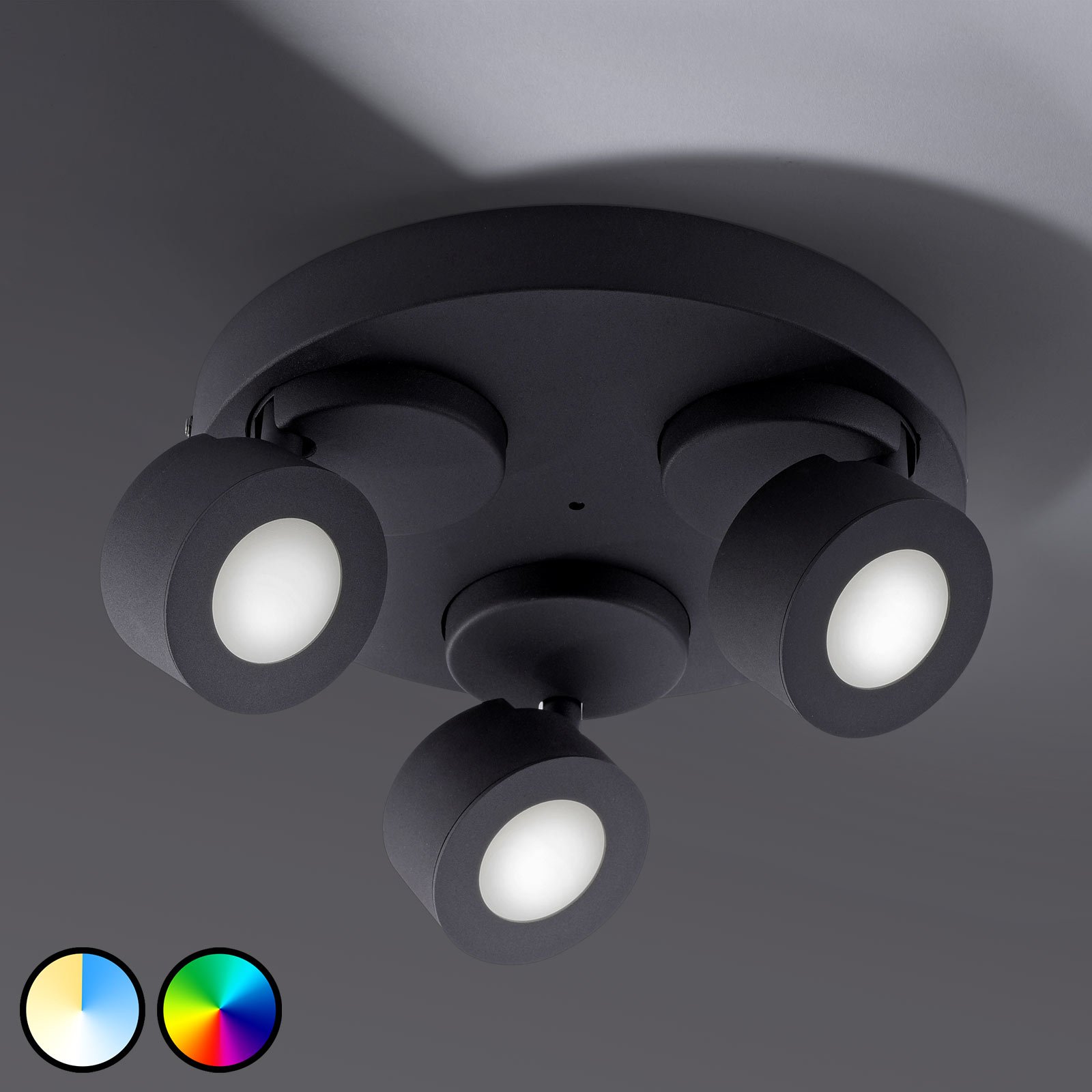 Trio WiZ Sancho LED-Deckenlampe 3-flammig schwarz