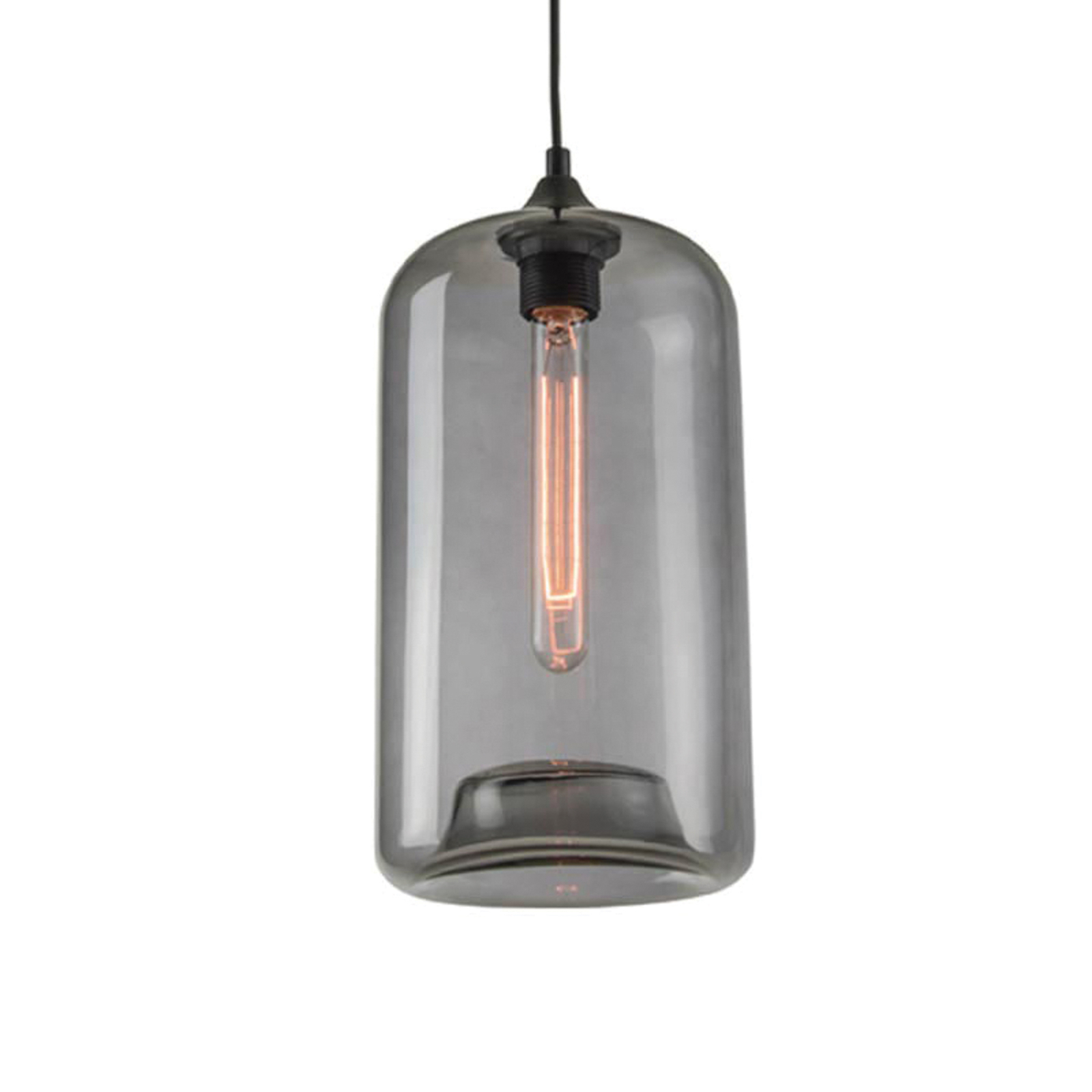 Lámpara colgante 14101, vidrio, gris humo, Ø 19 cm