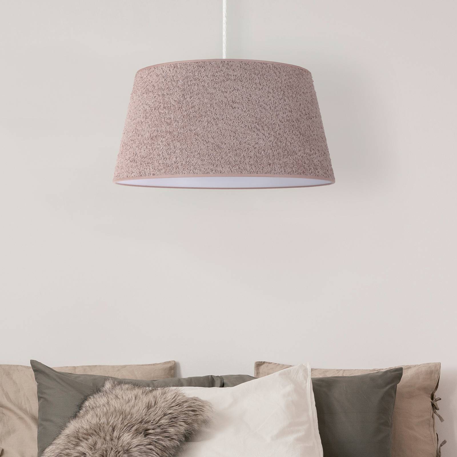 Lampa wisząca Euluna Boucle tekstylna cappuccino Ø 50 cm 1-punktowa.