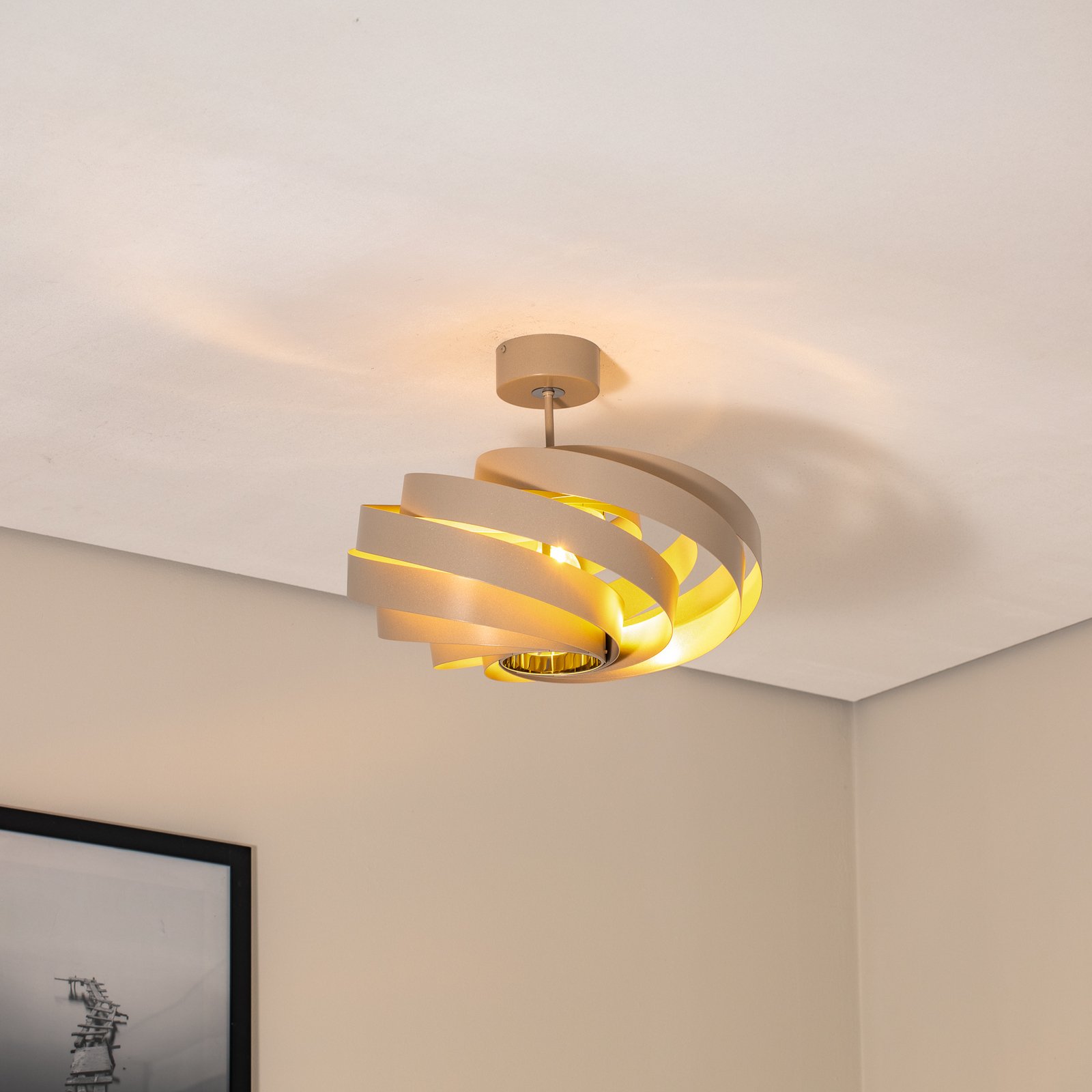 Loftlampe Vento, beige, Ø 50 cm