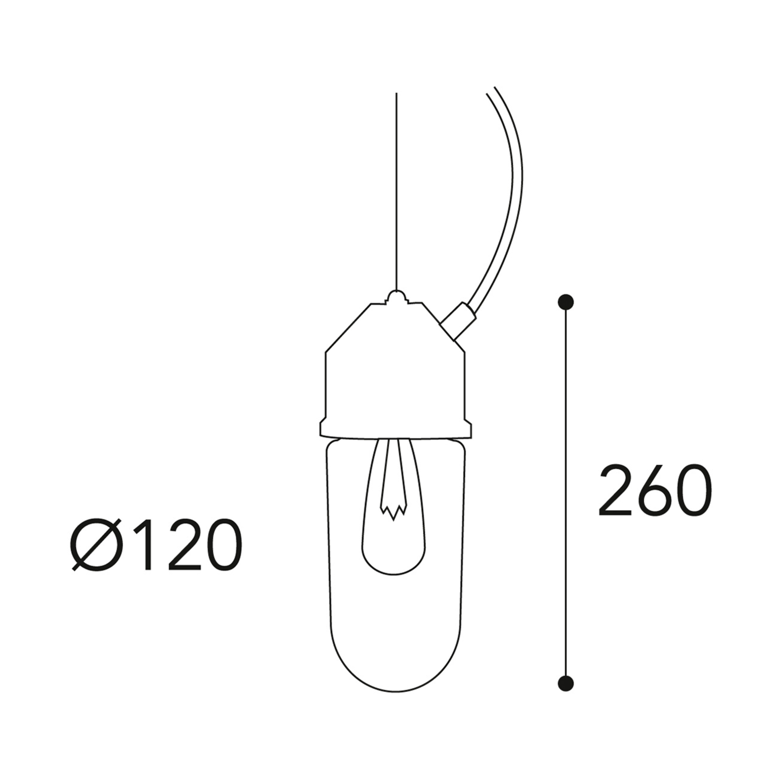 Suspension 1951N laiton antique, verre droit