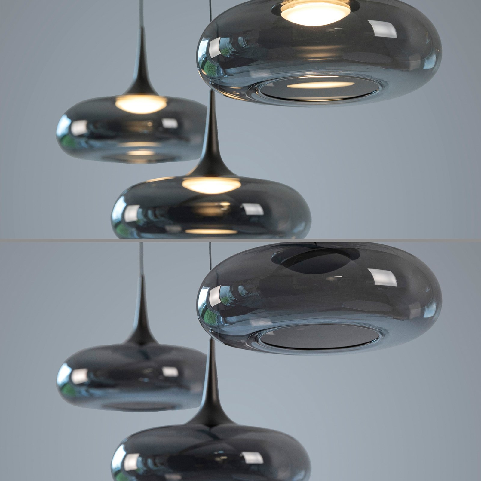 Schöner Wohnen LED-visoka svetilka Posh 3-fl., dimno steklo, 3.000 K Schöner Wohnen LED-visoka svetilka Posh 3-fl., dimno steklo, 3.000 K