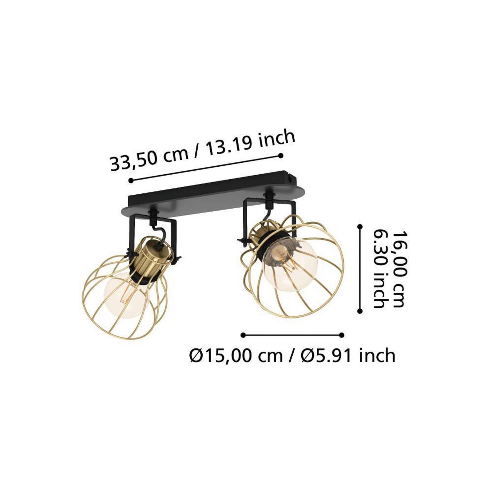 EGLO Sambatello lampa sufitowa 2-pkt. czarna/złota