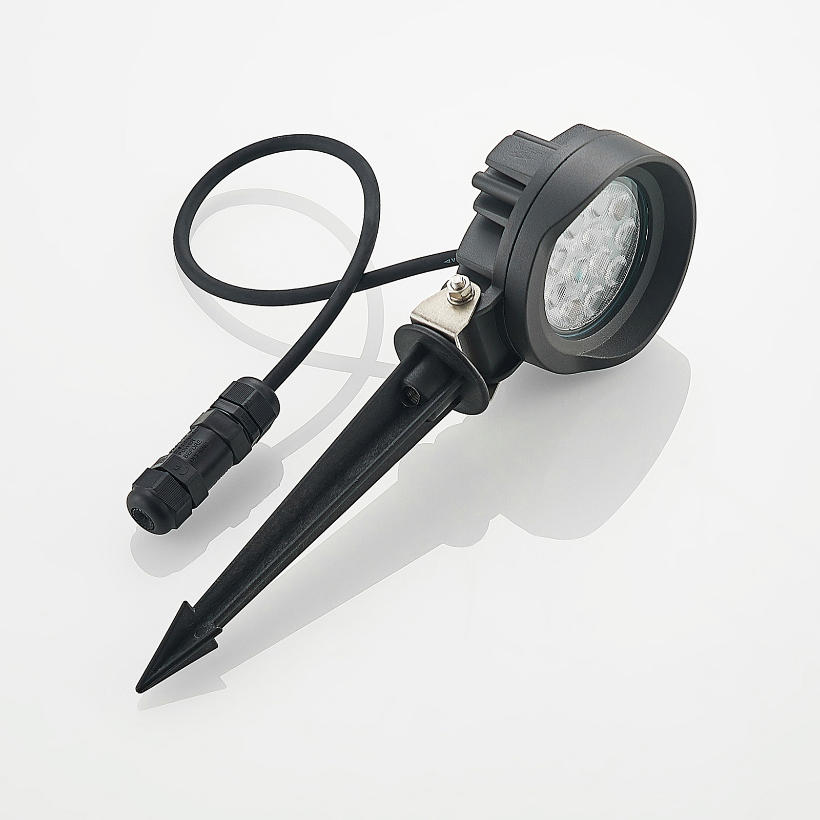 Lindby Emar foco LED con pica en gris oscuro