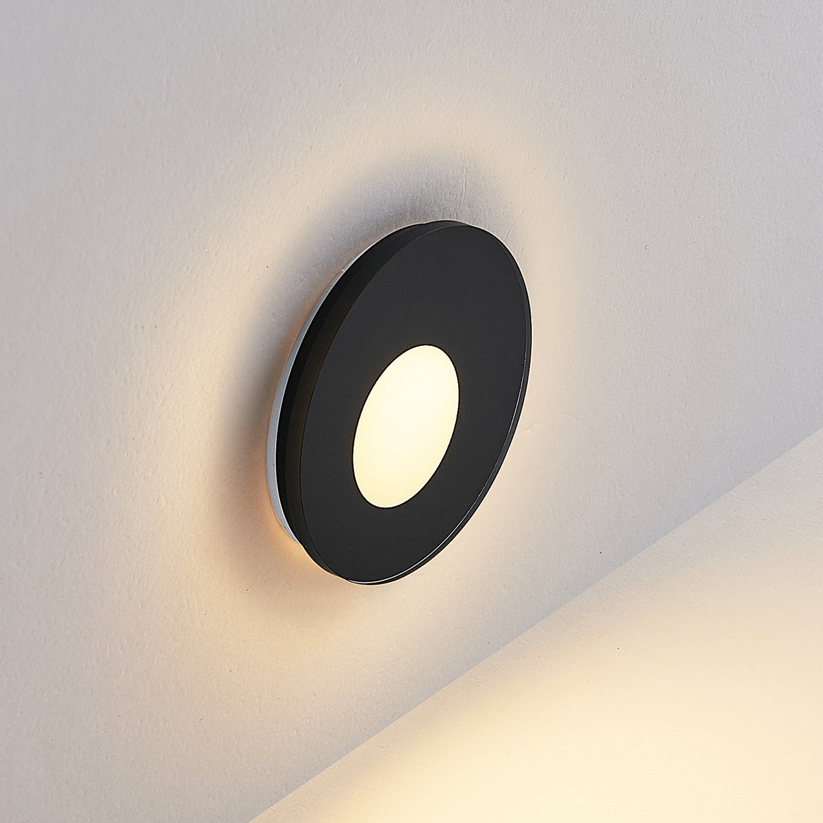 LED recessed light Wall 68R Glass RD, black, aluminium, CCT