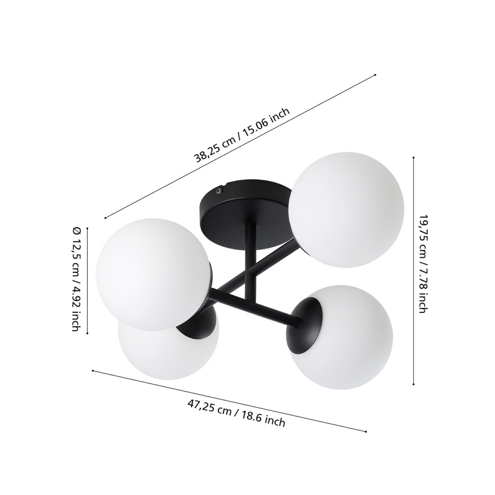 EGLO Deckenlampe CASTROVIDO schwarz 48 cm 4-flg. IP44 G9-LED