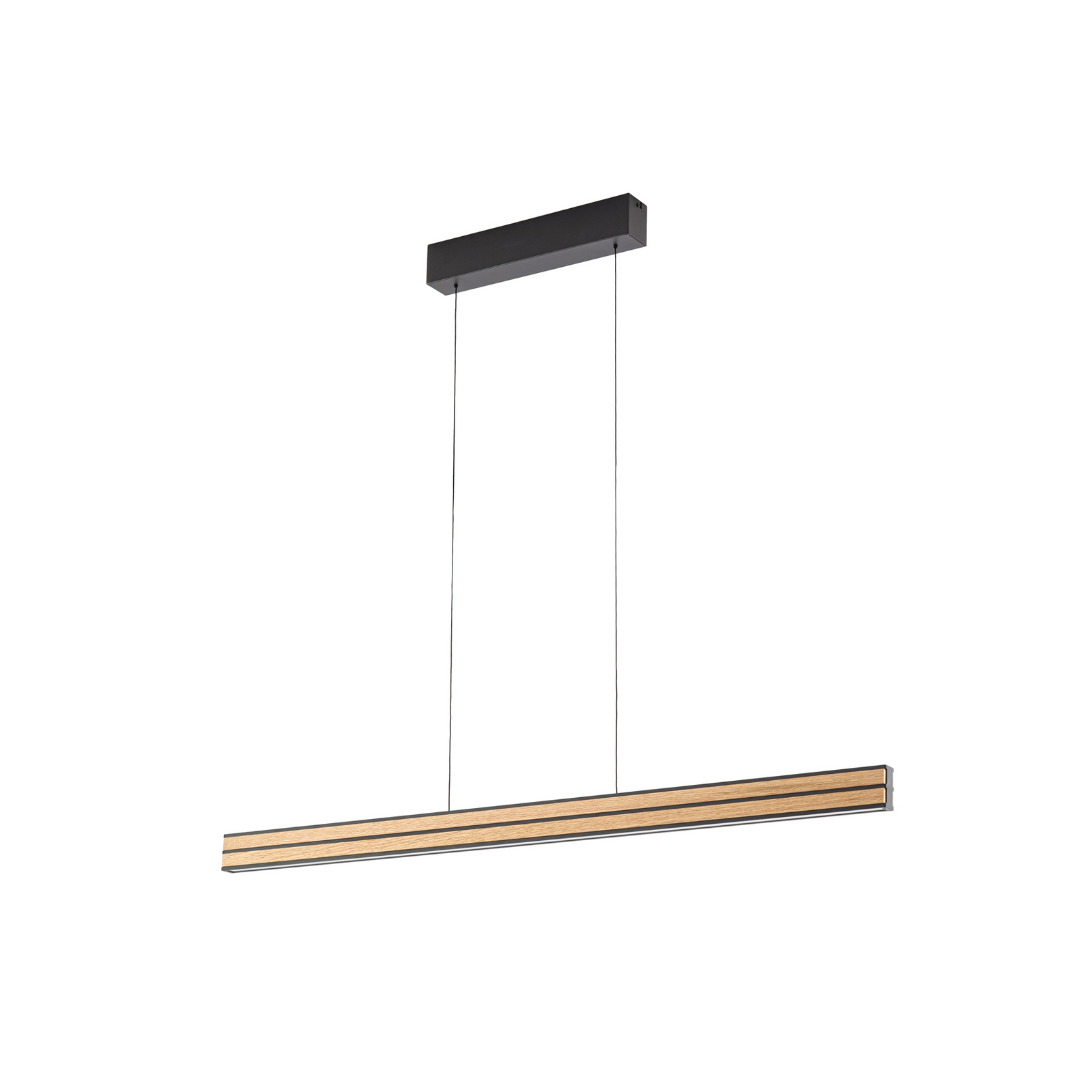 Lisene LED-Hängelampe, eiche/schwarz, CCT, 117 cm - Quitani