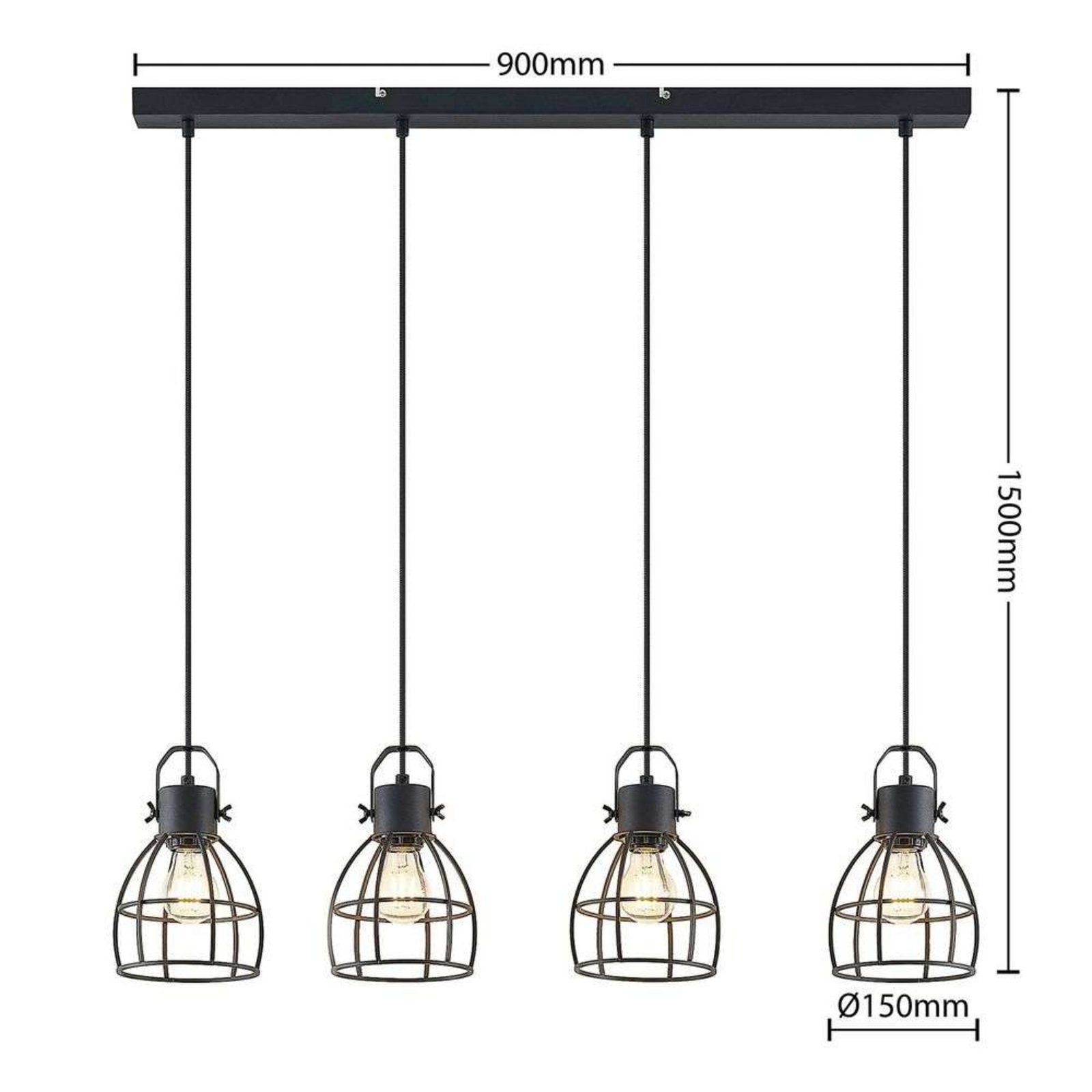 Flintos 4 Lustră Pendul Black - Lindby