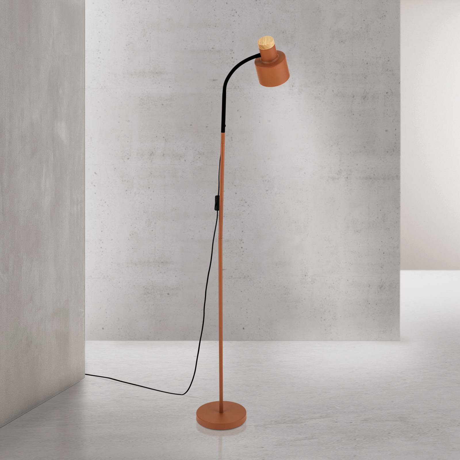Gulvlampe Gili, stål, koralrød, højde 150 cm, E27