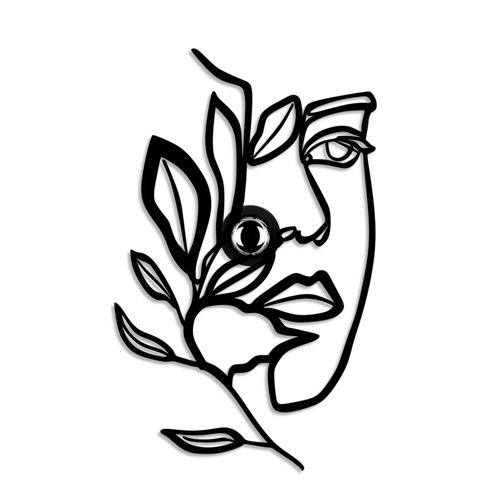 Applique Flower Faced, nero, metallo, 54 x 34 cm, spina