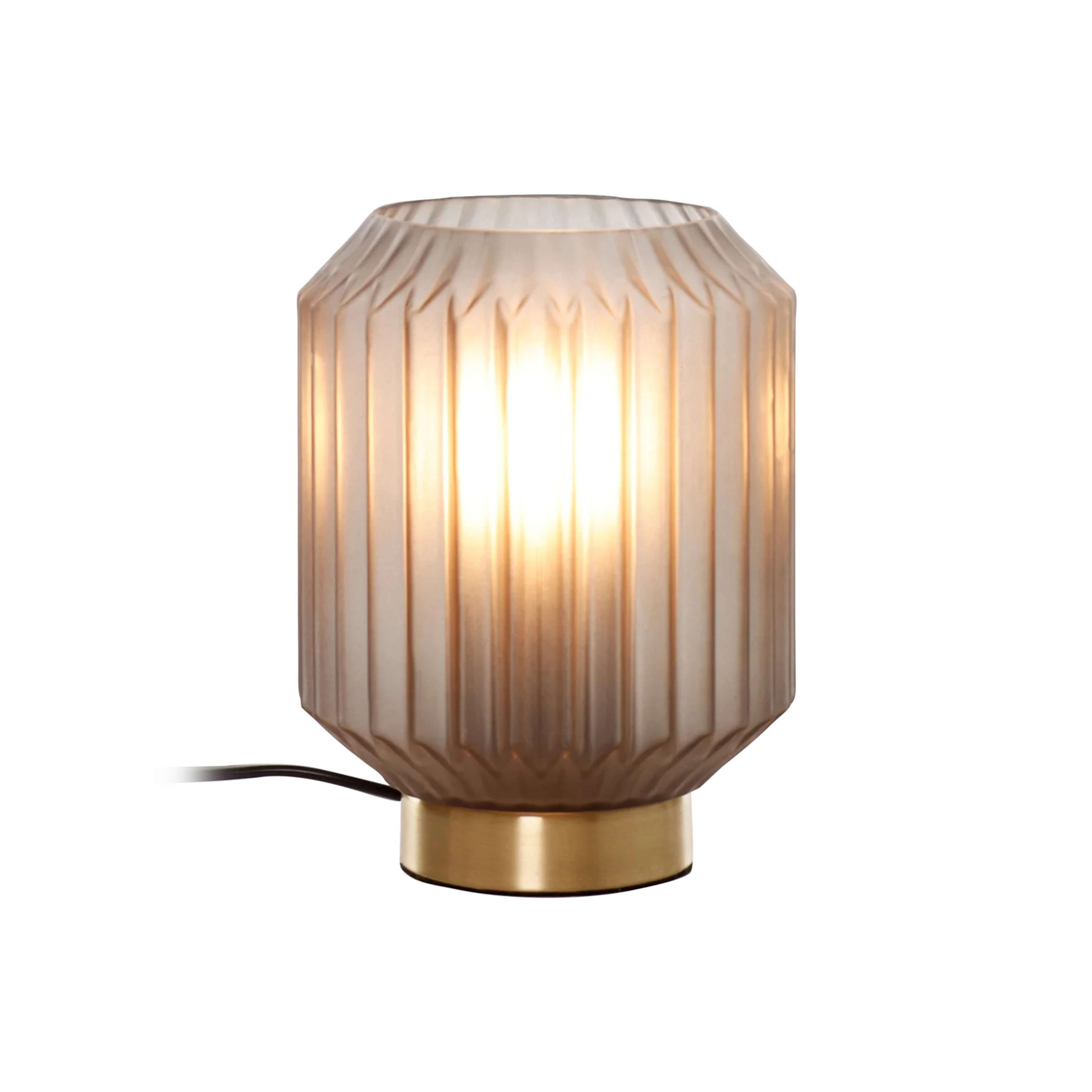 Stolní lampa Beacon Clancy, stínidlo z kouřově šedého skla, výška 17 cm