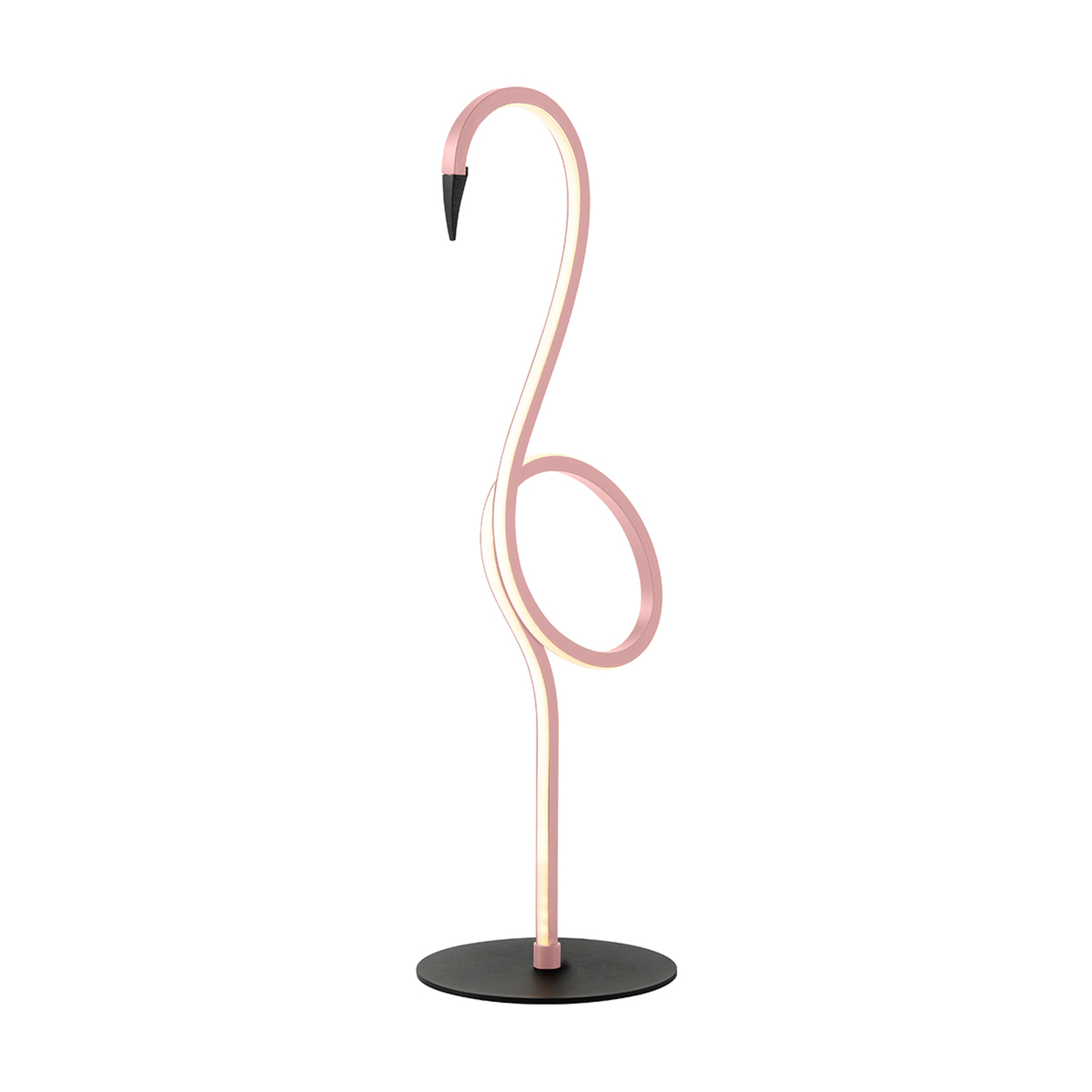Lampe de table LED Flamingo, rose, métal, hauteur 50 cm
