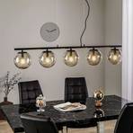 Lucande Sotiana hanglamp, 5 glazen bollen, zwart