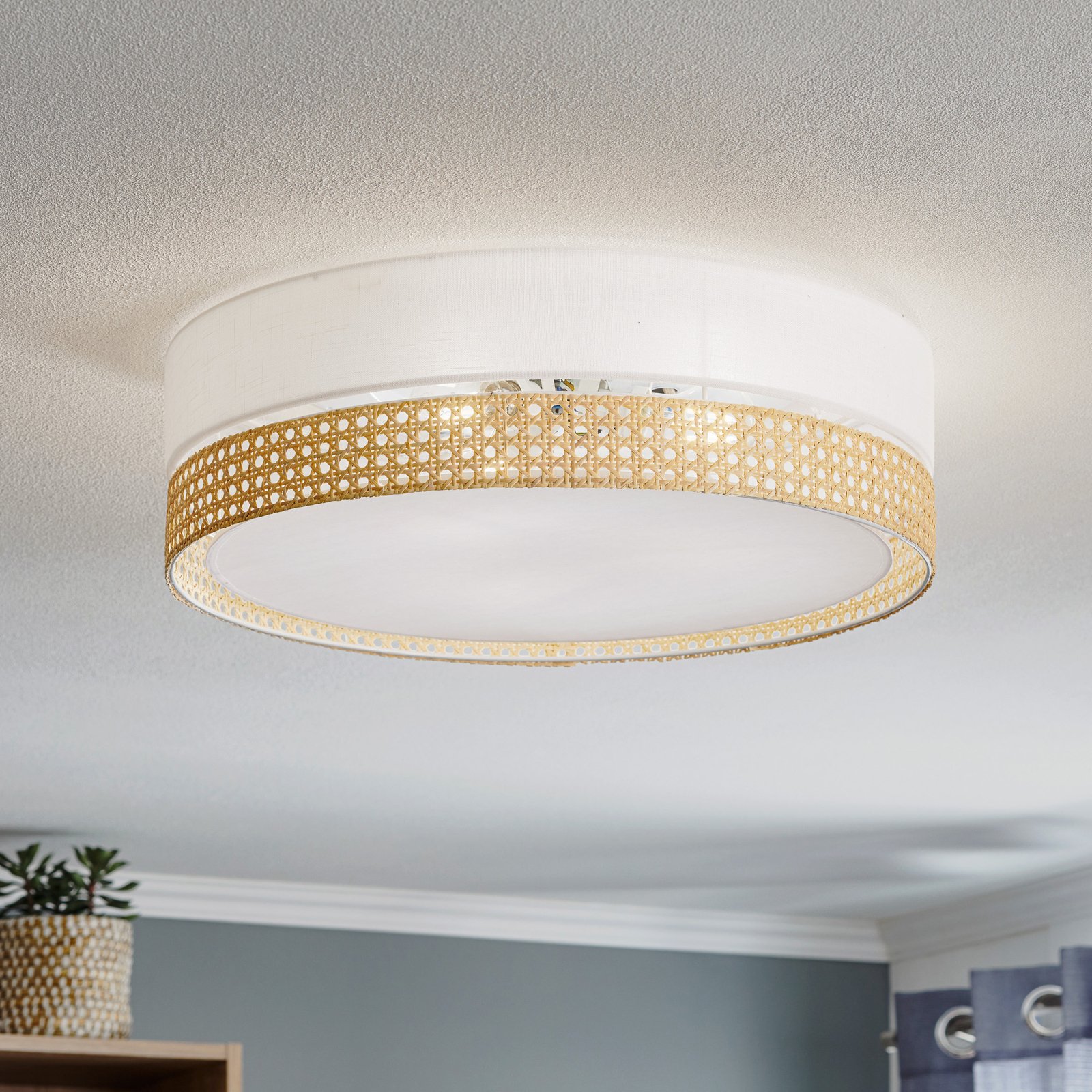 Paglia ceiling light white/rattan, Ø 45 cm