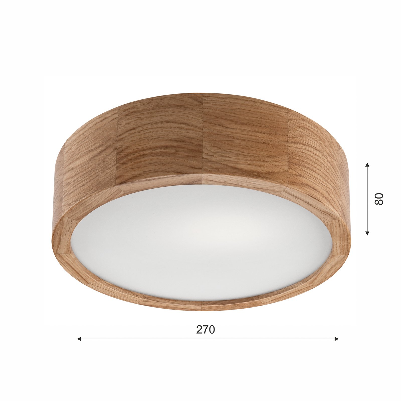 Envostar Caspian ceiling light, Ø 27 cm, IP54, oak