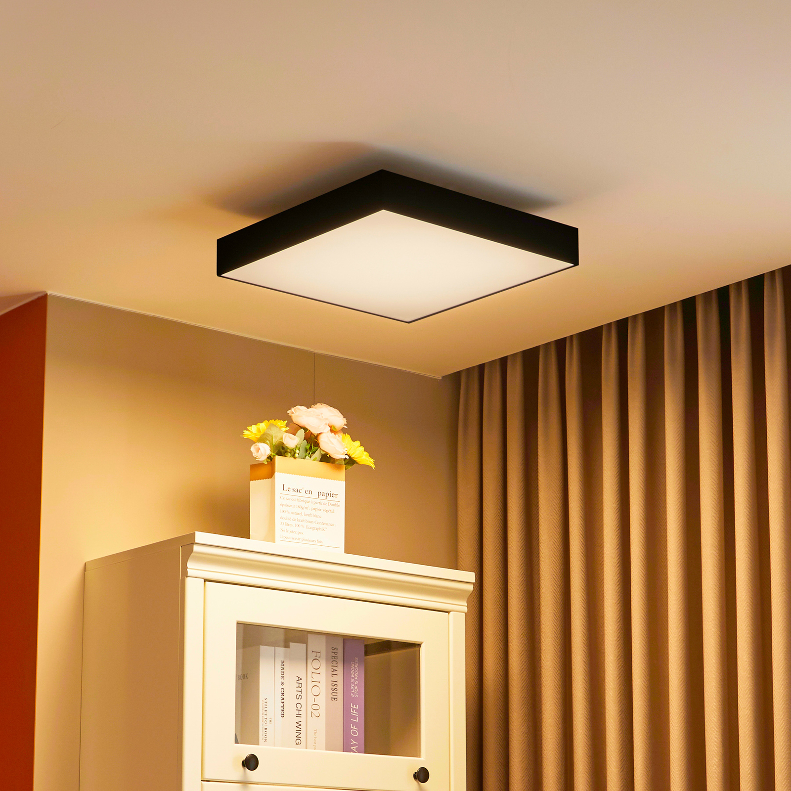 Lucande LED ceiling lamp Leicy, black, 40 cm, RGBIC, CCT