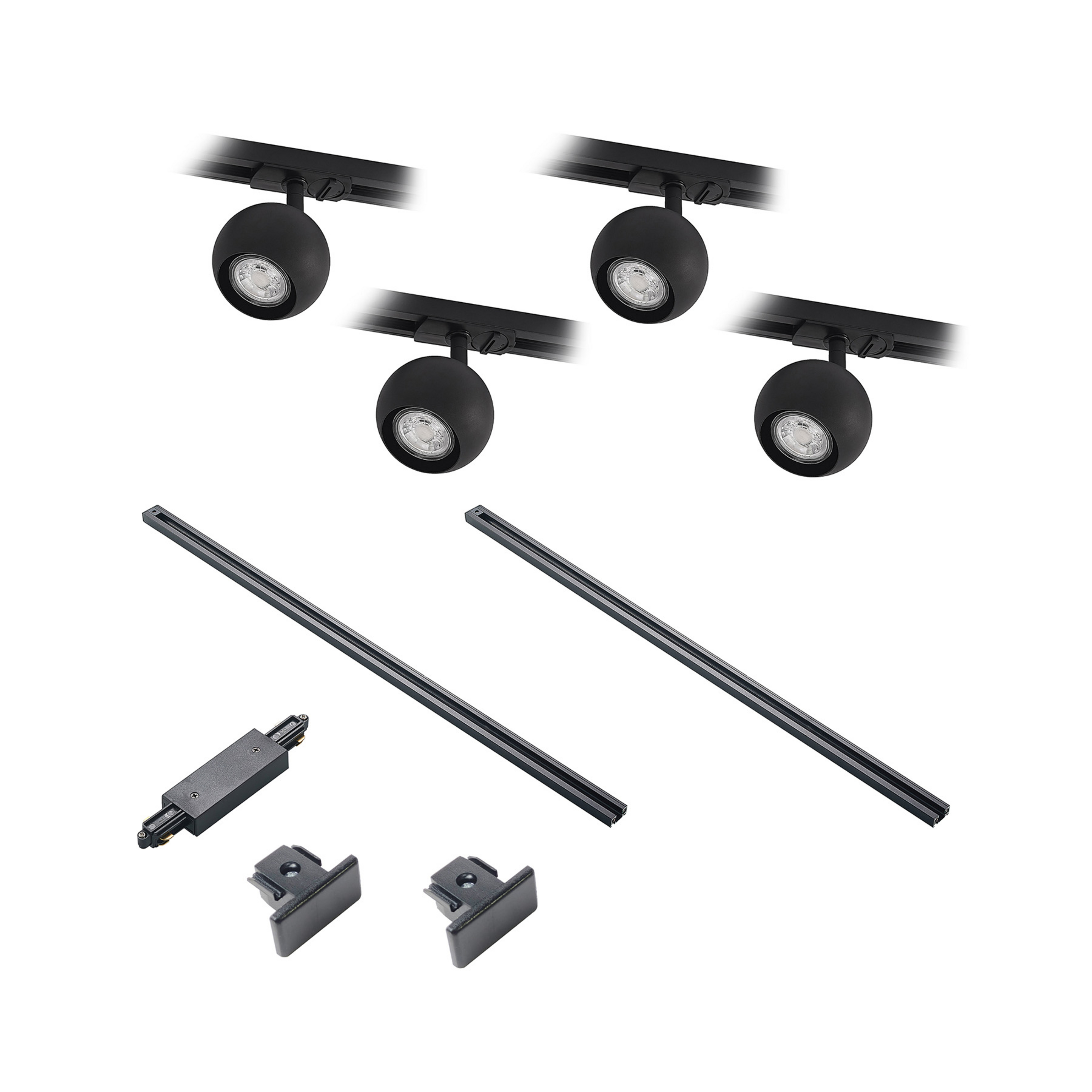 Linaro Round Track 4 Plafonnier GU10 Noir - Lindby