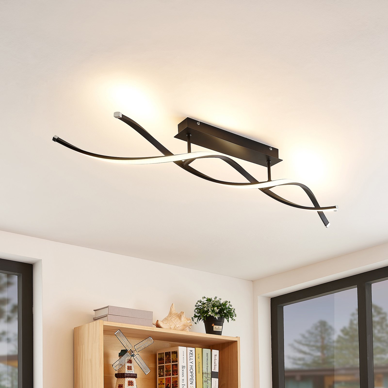 Welina LED Lámpara de Techo Matt Black - Lindby