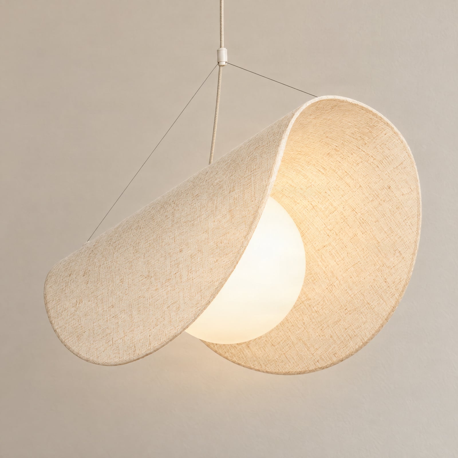 Suspension LED Tamani, 60 cm, lin, verre, blanc, à intensité variable - Lucande