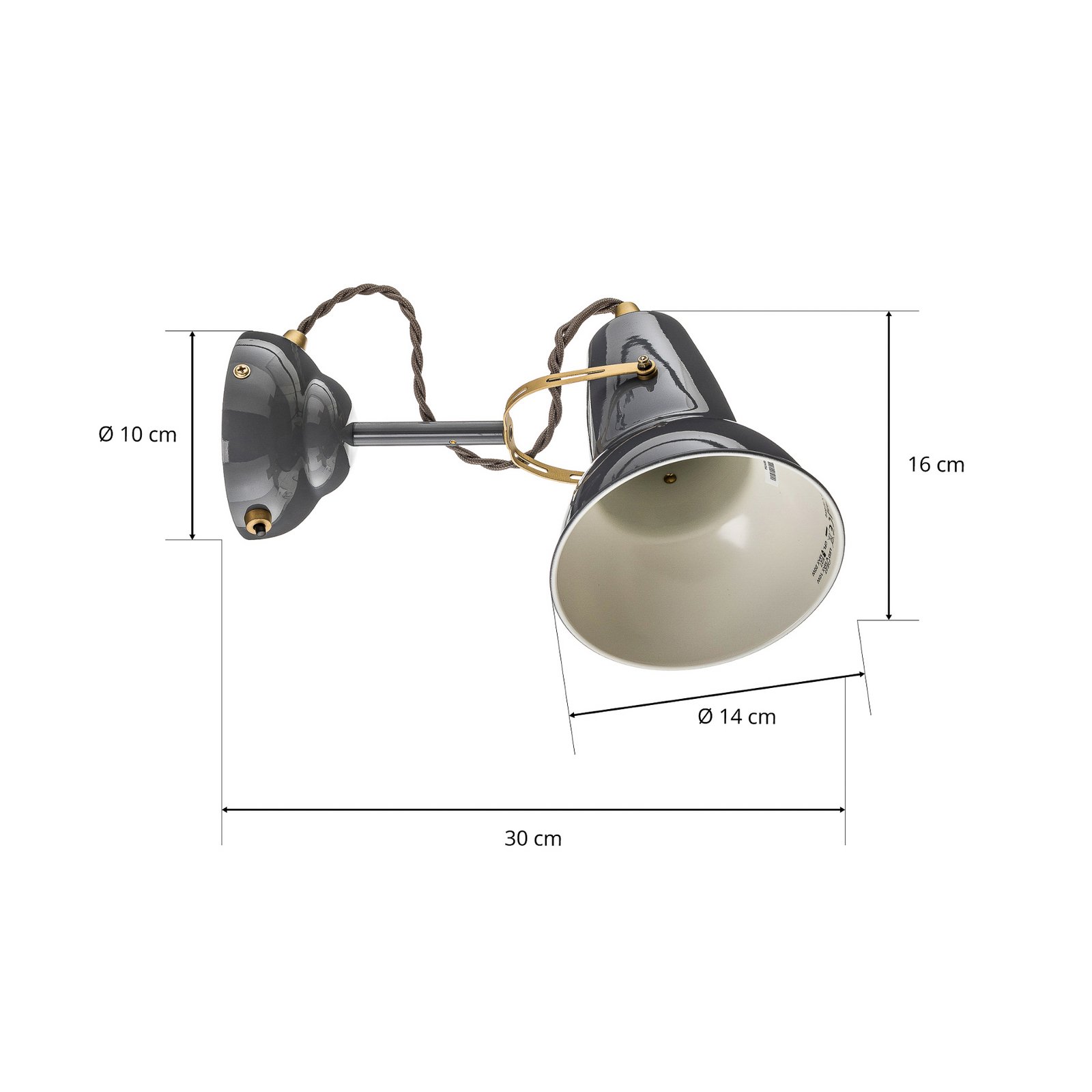 Original 1227 Brass Vegglampe Elephant Grey - Anglepoise