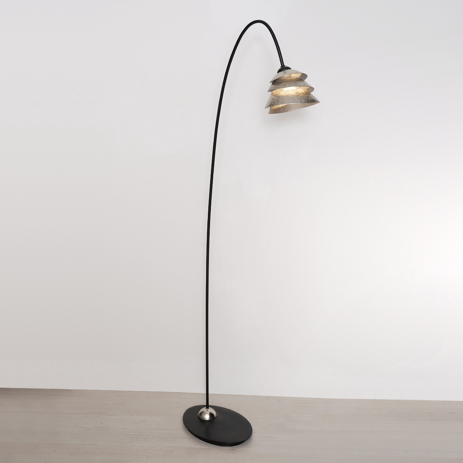 Stehleuchte Snail One in Silber-Braun