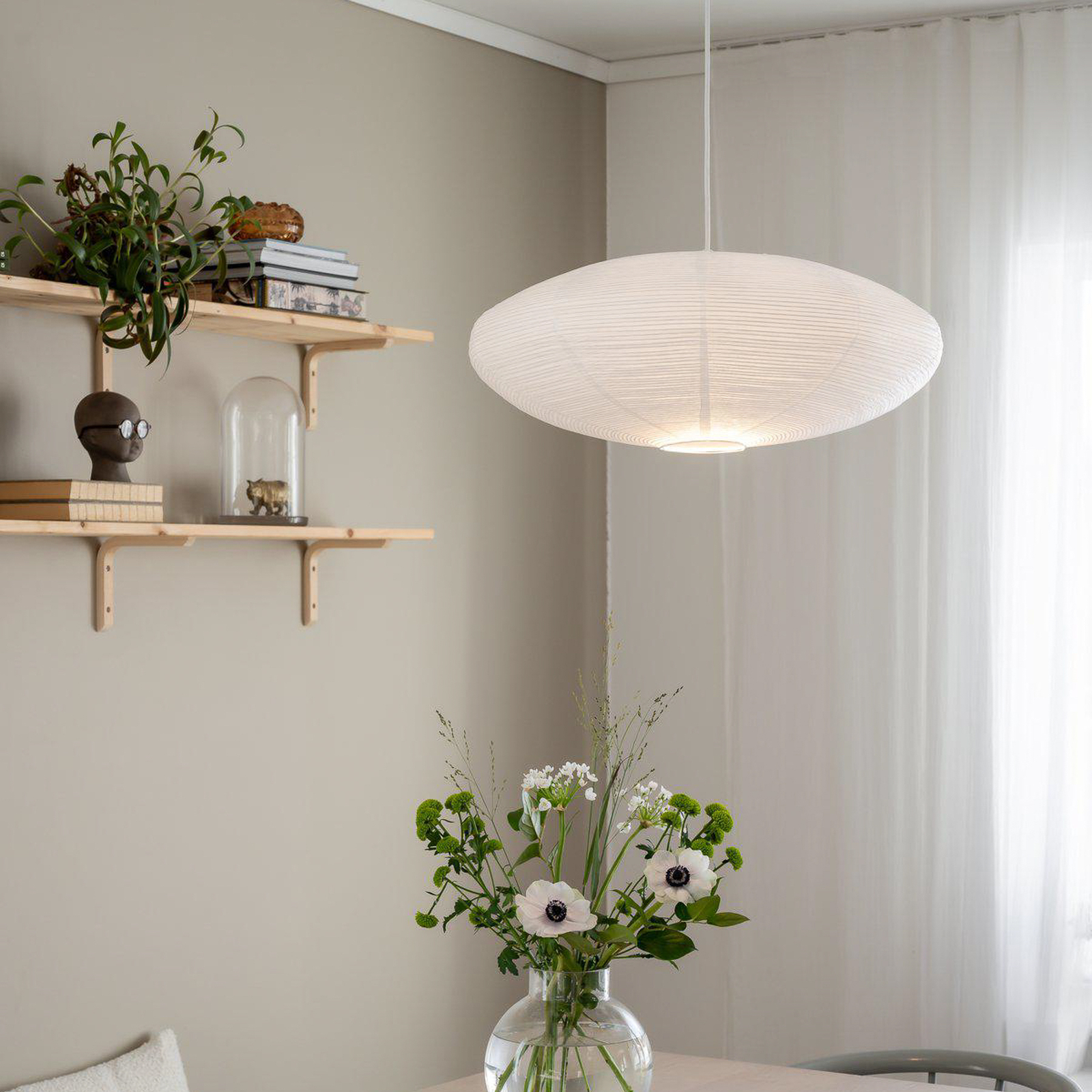 PR Home hanglamp Yuni, wit, Ø 60 cm, witte afhanghoogte, E14