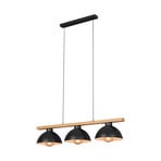 4046-035 pendant light, black/wood, 3-bulb