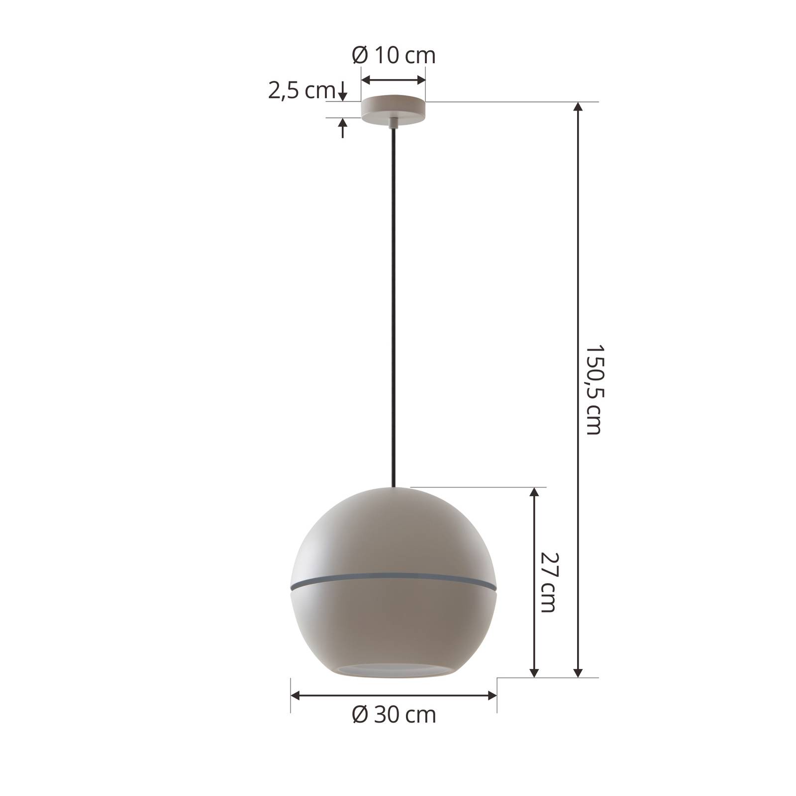 Lampa wisząca Calantha, szary, aluminium, Ø 30 cm