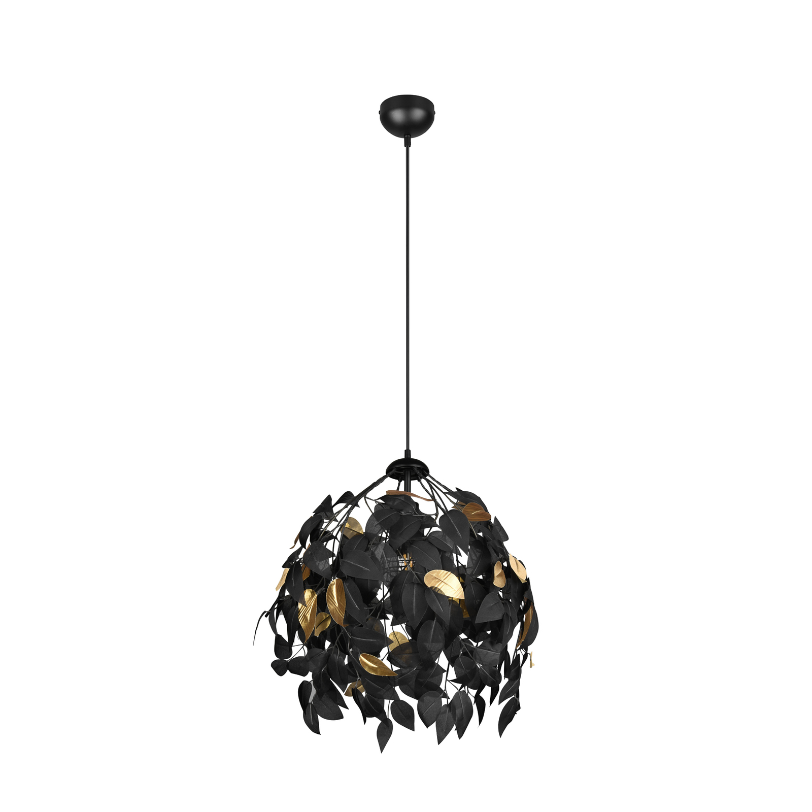 Závesná lampa Leavy, čierna/zlatá, Ø 38 cm, plast