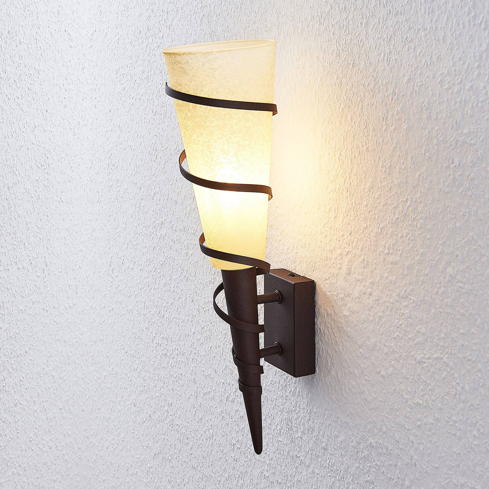 Photos - Chandelier / Lamp Lindby Anouk wall torch with glass lampshade, rust 