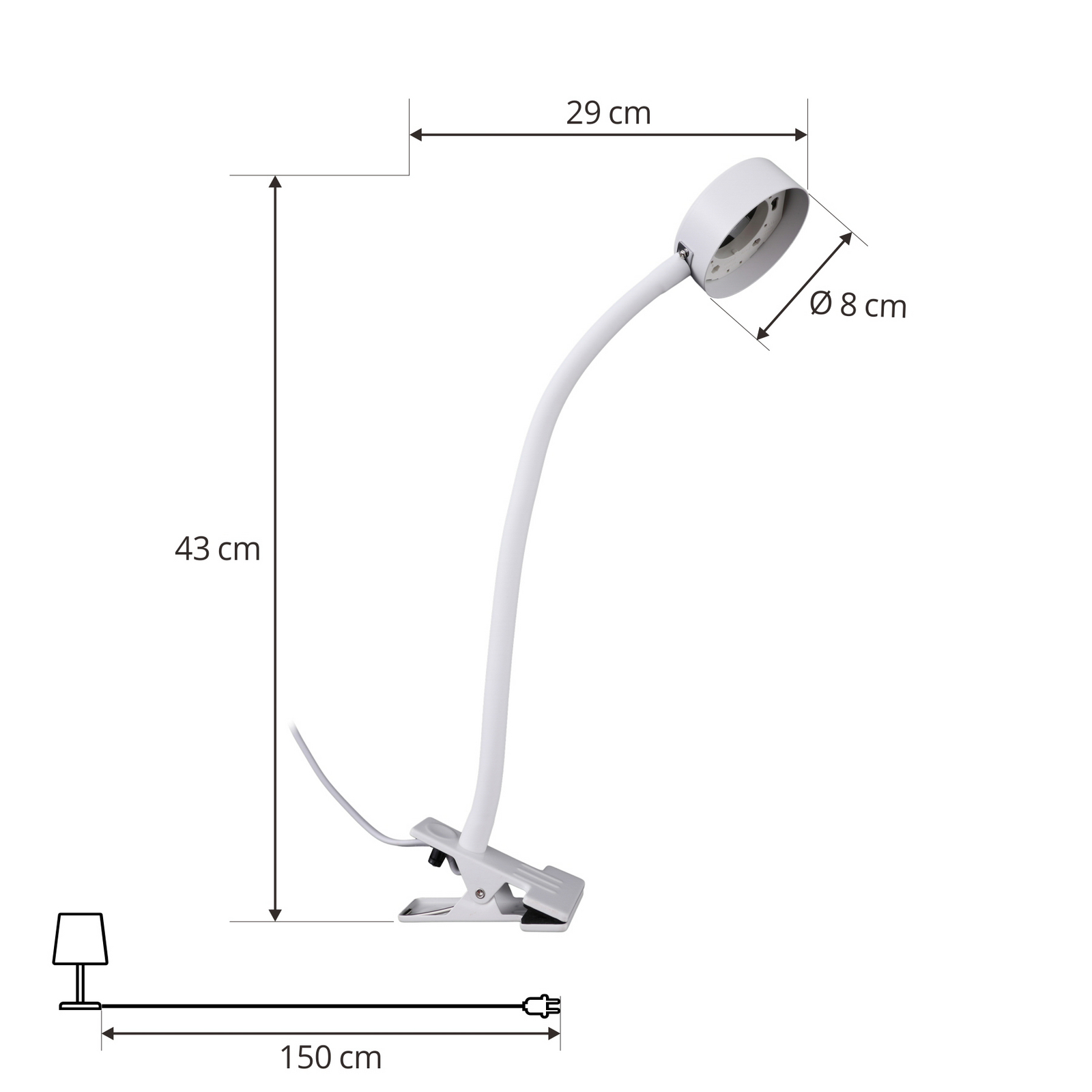 Lampe à pince Jyla, GX53, blanc mat, bras flexible - Lindby