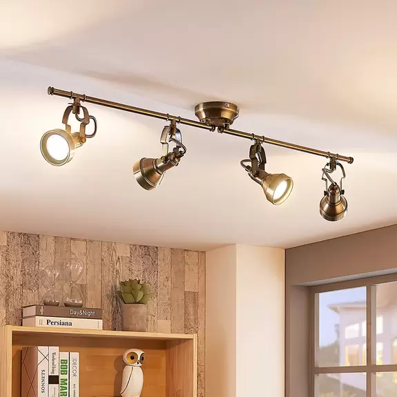 Lampenwelt Längliche Deckenlampe Perseas, GU10