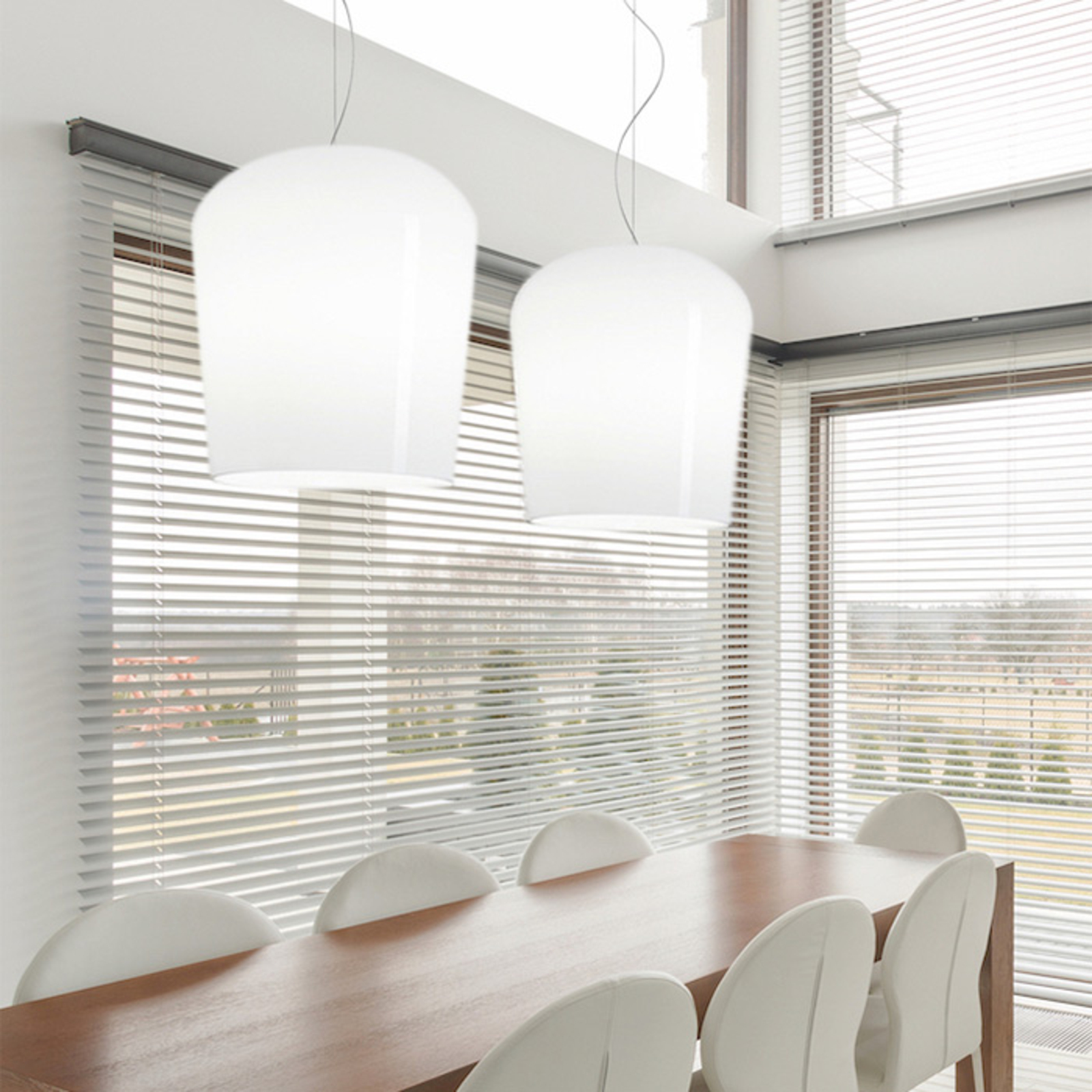 Casablanca Syss hanging light 1-bulb white Ø 28 cm, for Living / Dining Room, glass, aluminium, E27, 100 W, energy efficiency: A++, H: 31 cm