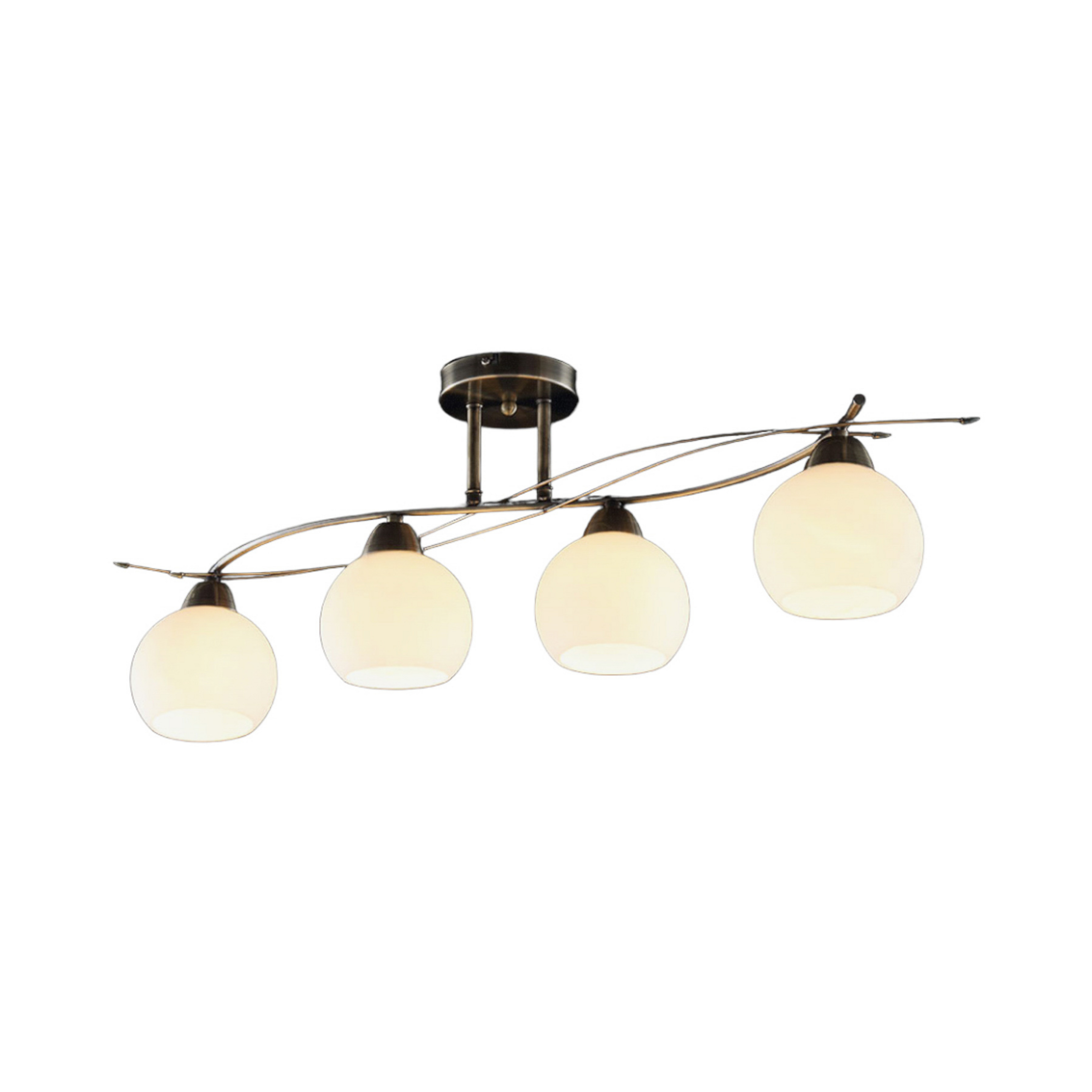 Leanda 4 Plafonnier Opal/Antique Brass - Lindby