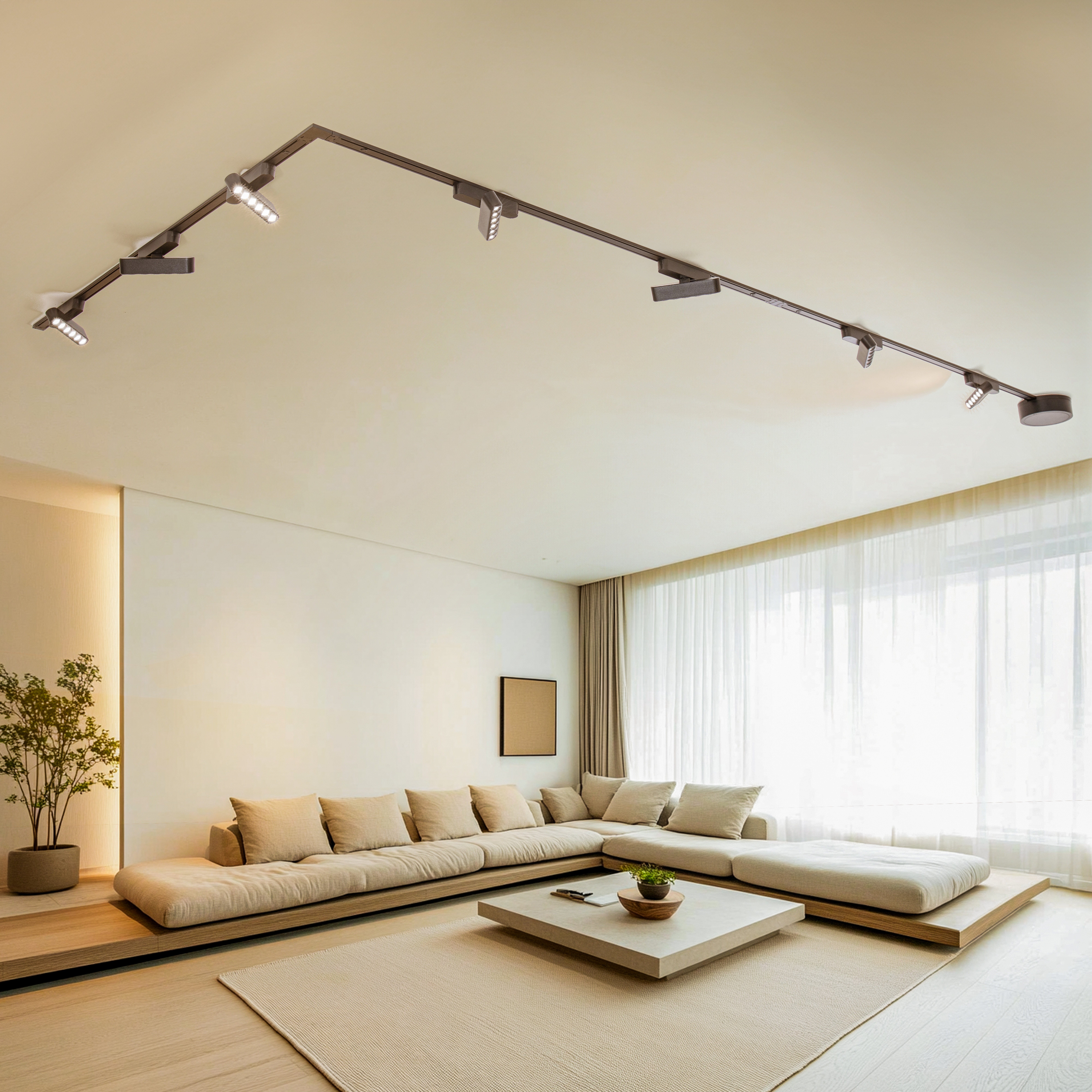 Système de lampes sur rail Lumaro, points lumineux, à 7 lampes, noir, 48 V, à