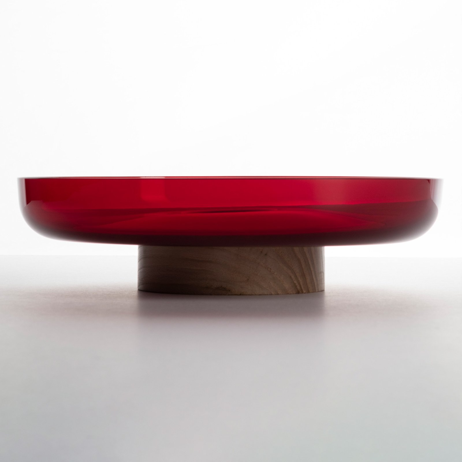 Artemide Bontà cuenco vidrio, pie de madera, rojo