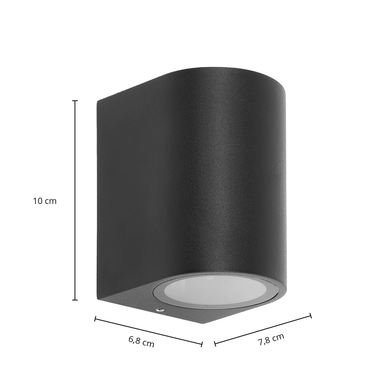 Prios outdoor wall light Tetje, black, round, 10 cm, set of 4