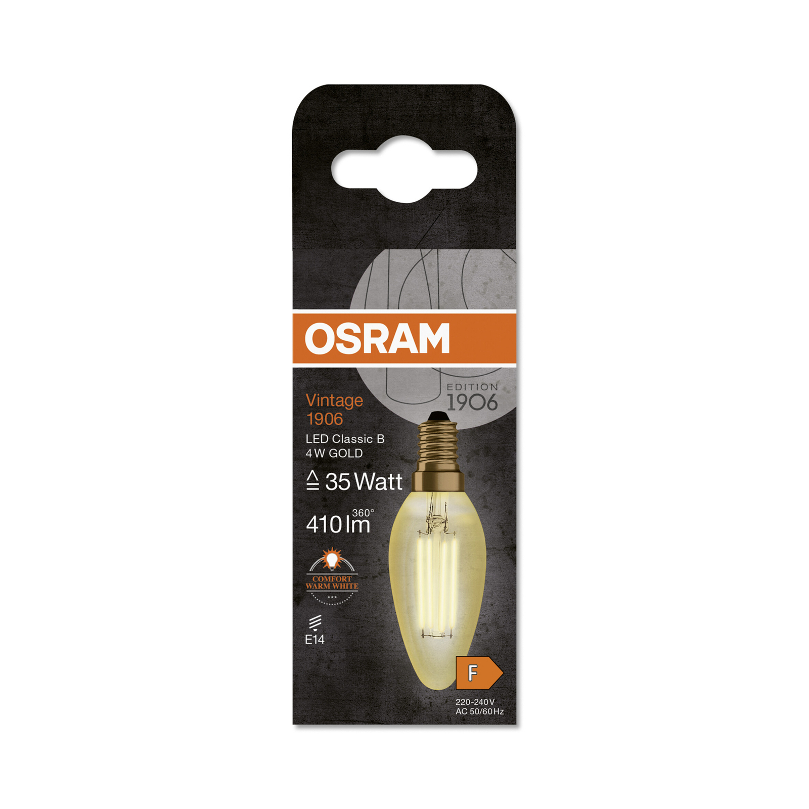 OSRAM filament-mignonpære Vintage 1906, E14 Filament 4W 824 gull