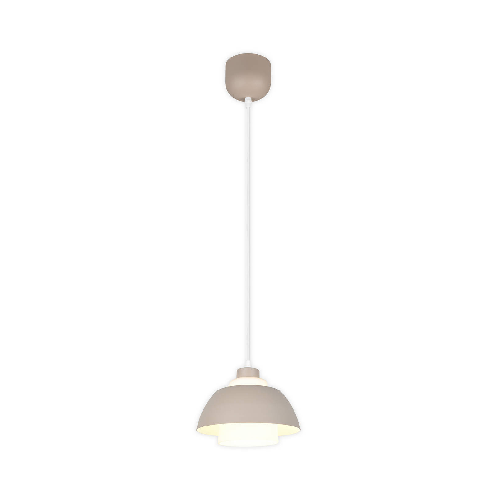 Hanglamp Tilos, beige, Ø 23 cm, metaal/glas, E27