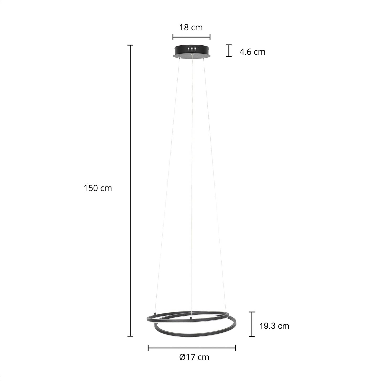 Lampa wisząca LED Lindby Raycho, ściemniana, czarna