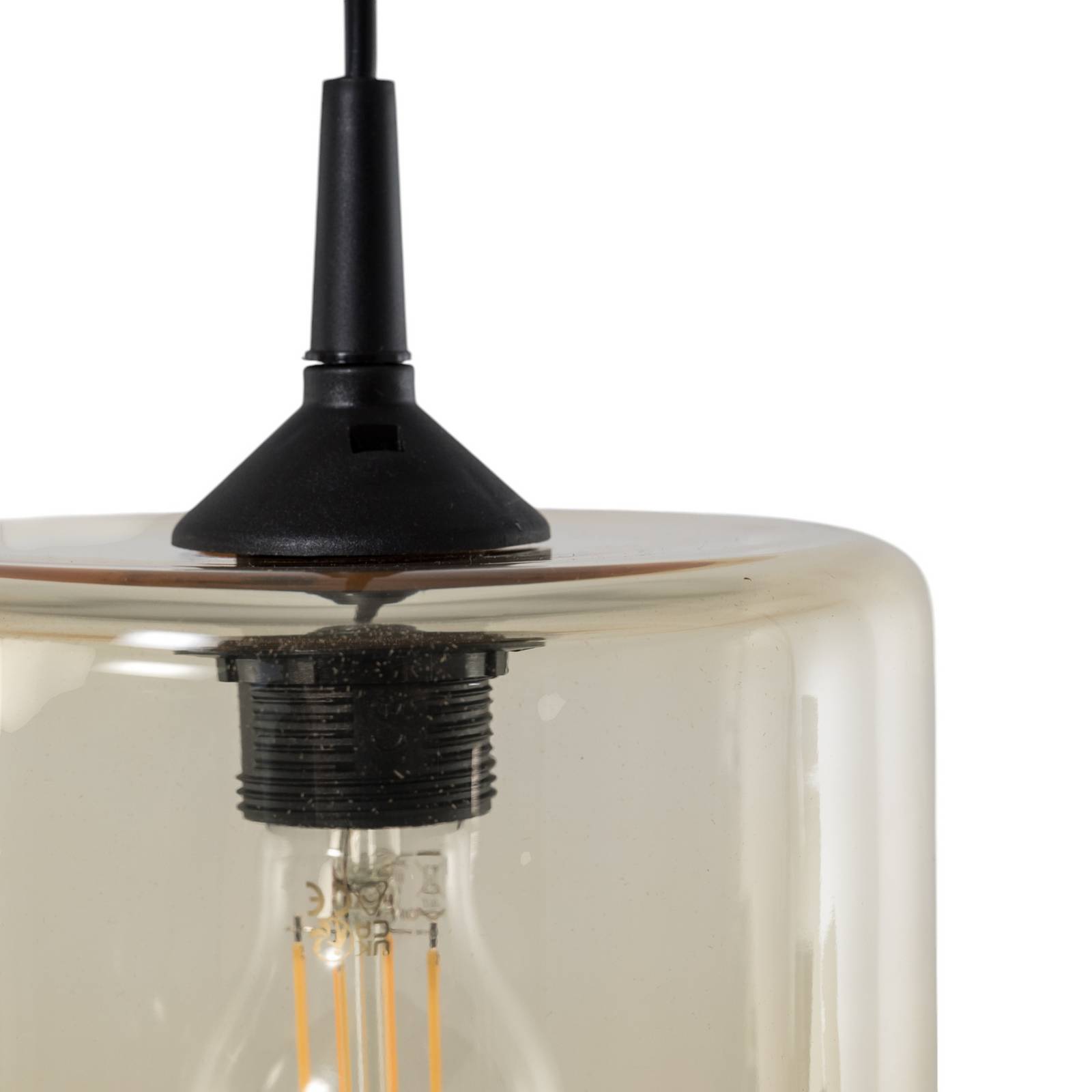 Szklana lampa wisząca Nesto, bursztynowa, Ø 18 cm, E27