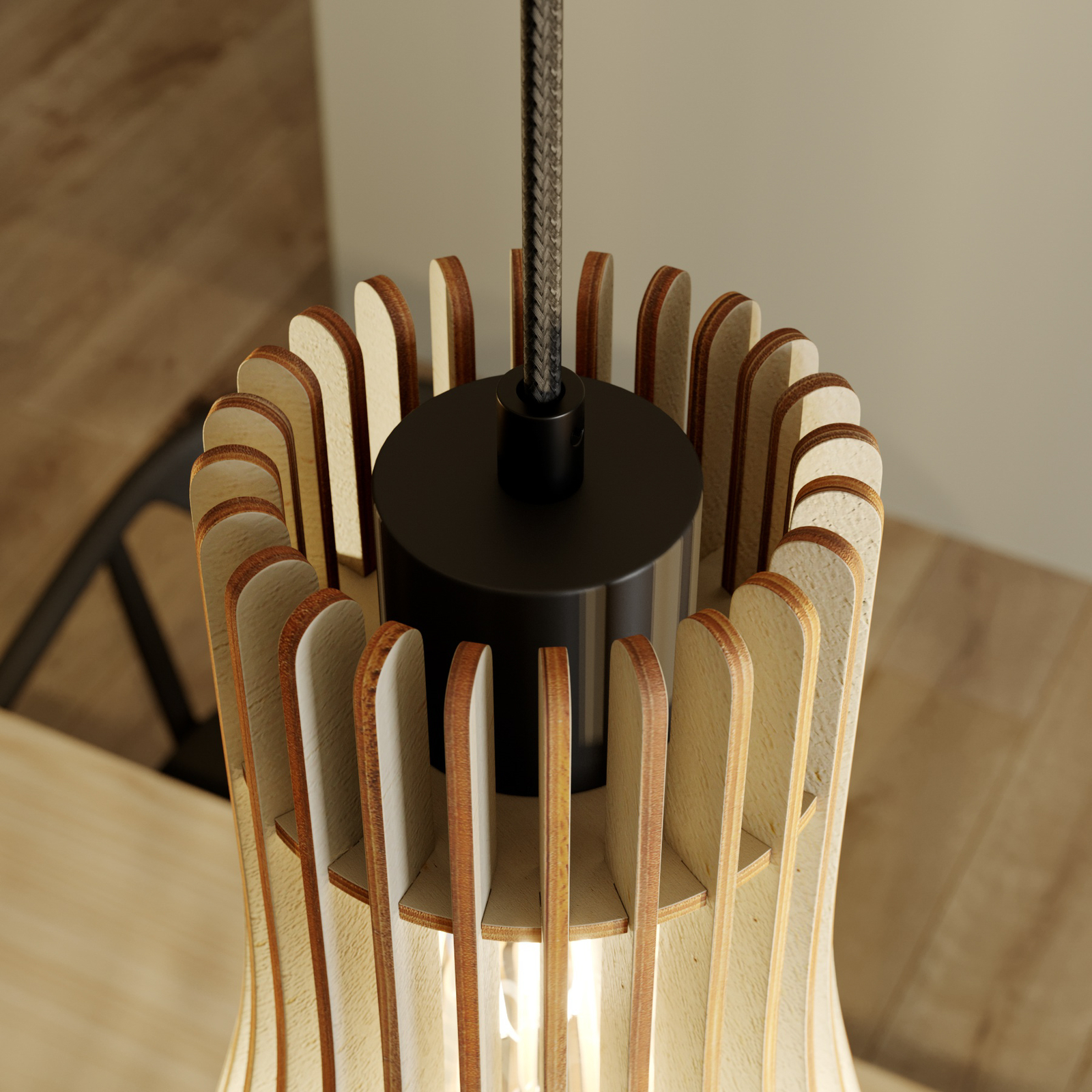 Envostar Furn hanging light, birch plywood 3-bulb