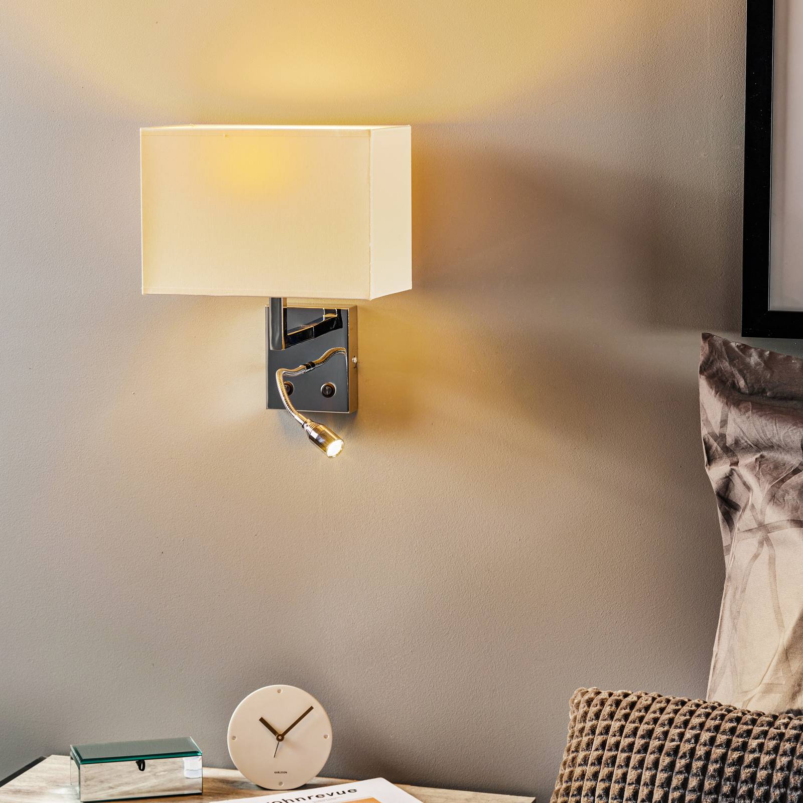 Hotel LED-væglampe m. fleksibel læselampearm hvid